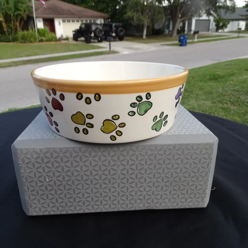 Tabletops Gallery Pawprints Pet Bowl 7
